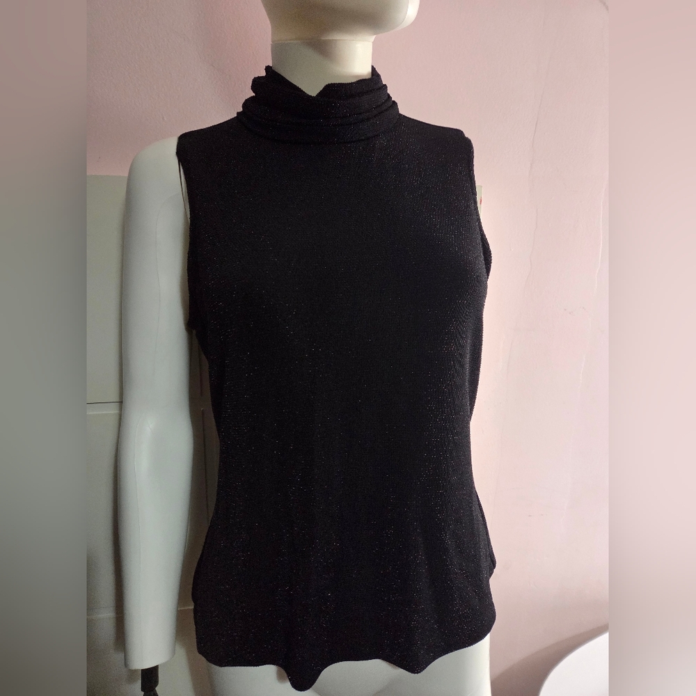 Black Sleeveless Turtleneck Top, Sparkling, Bnwot Size Large